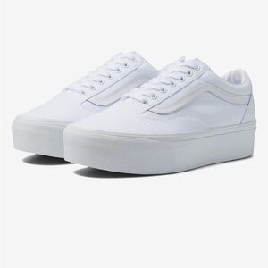 Vans Classic White Canvas Sneakers Platform